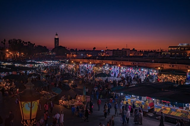 Marrakech by night during a Morocco desert Trip from Marrakech