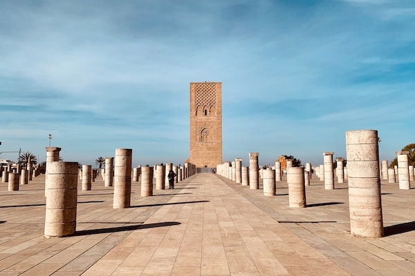 Hassan Tower in Rabat, a notable site on Casablanca trips and Morocco tours.