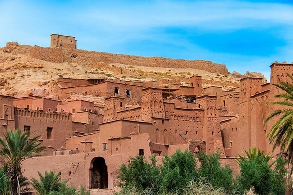 a UNESCO World Heritage Site near Ouarzazate, Morocco, showcasing its stunning mudbrick kasbahs